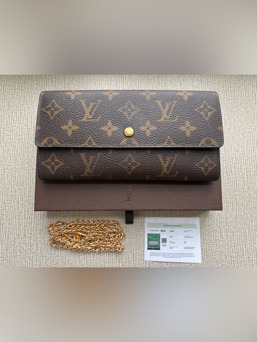 LOUIS VUITTON Vintage Monogram Sarah Long Wallet Made in France 8907 AN with COA
